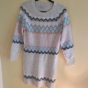 LOFT Patterned Sweater Dress Color Grey/Multi-colored Size Small NWT